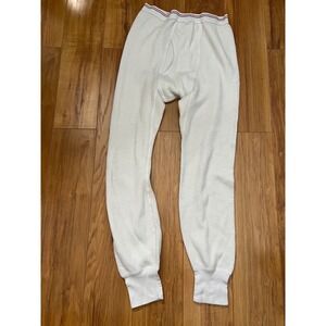 VTG Morgan Mills USA Arctex Mens Thermal Long John Bottoms White Waffle Knit S